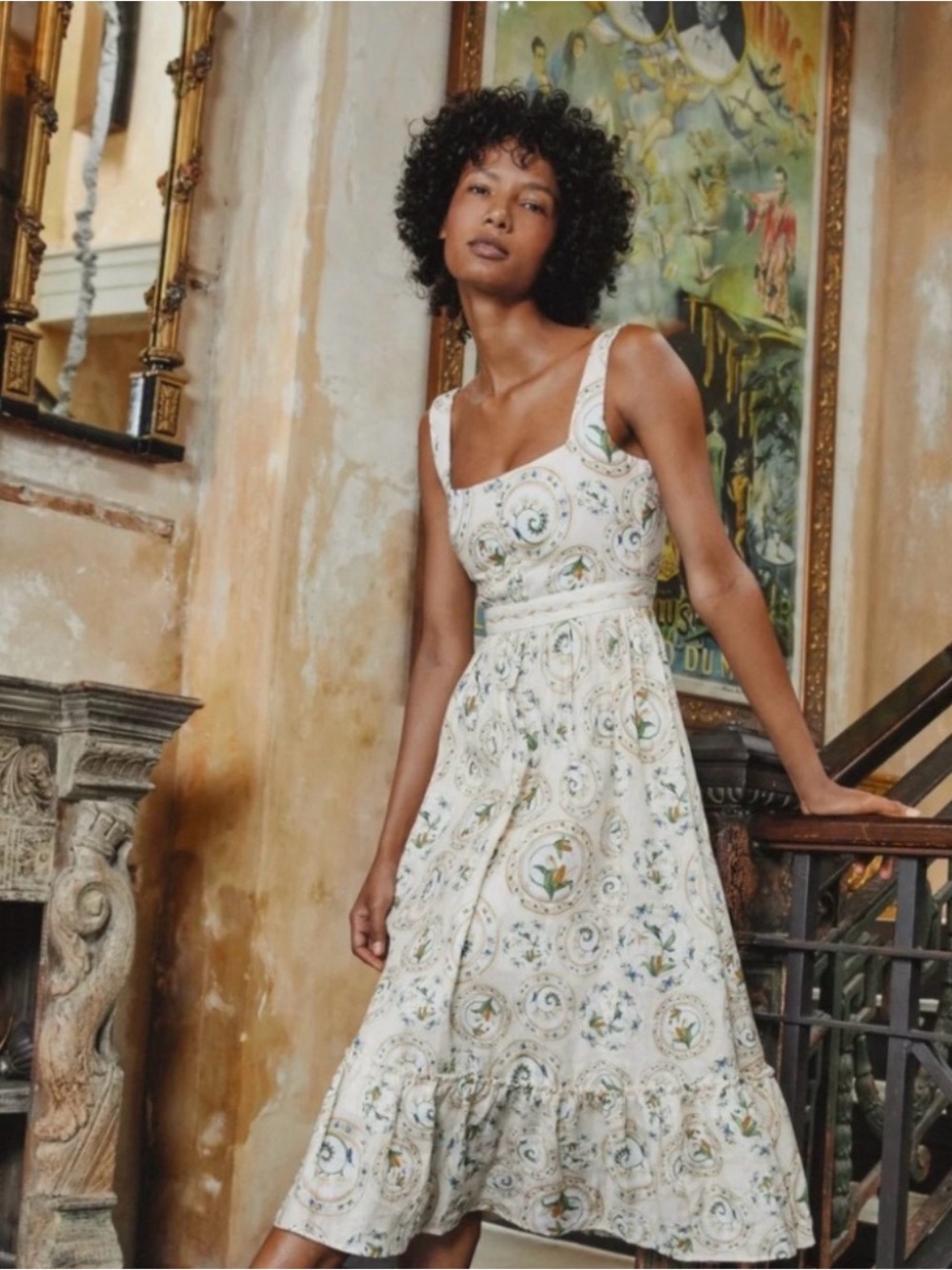 NWT Agua by Agua Bendita: White Floral Print Midi Dress
